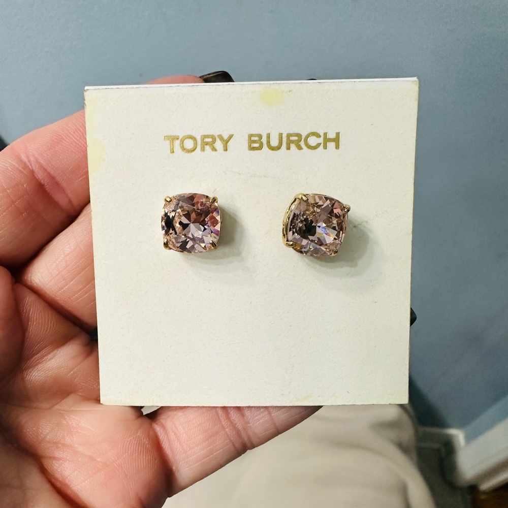 Pink crystal Tory Burch earrings